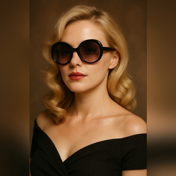 Vintage-Inspired Oversized Black Oval Sunglasses - Picture 2 of 8